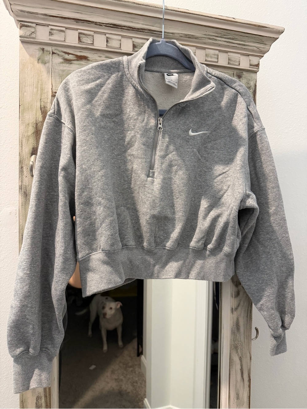 Nike Light Grey Zip-Up Sherpa-Lined Sweatshirt